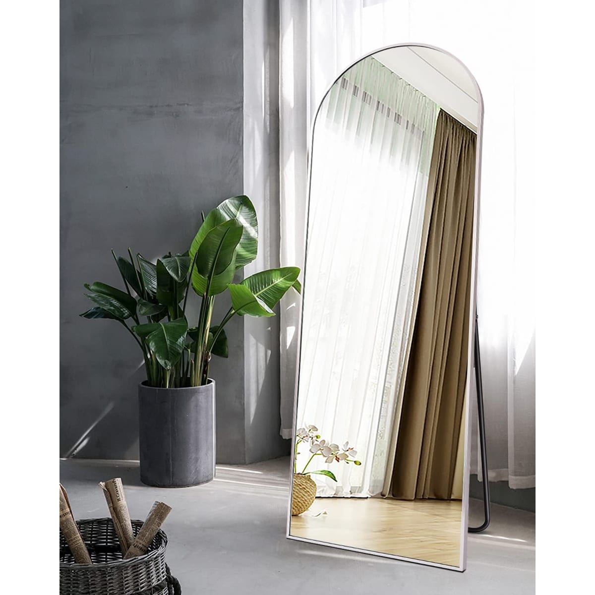 Arched Full Length Mirror, 64*21, Large Floor Mirror with Stand, Full Body Mirror Standing Mirror