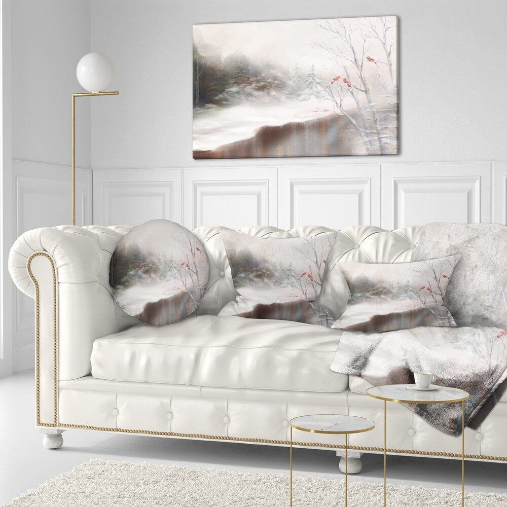 Designart 'Snowy Silence' Landscape Printed Throw Pillow