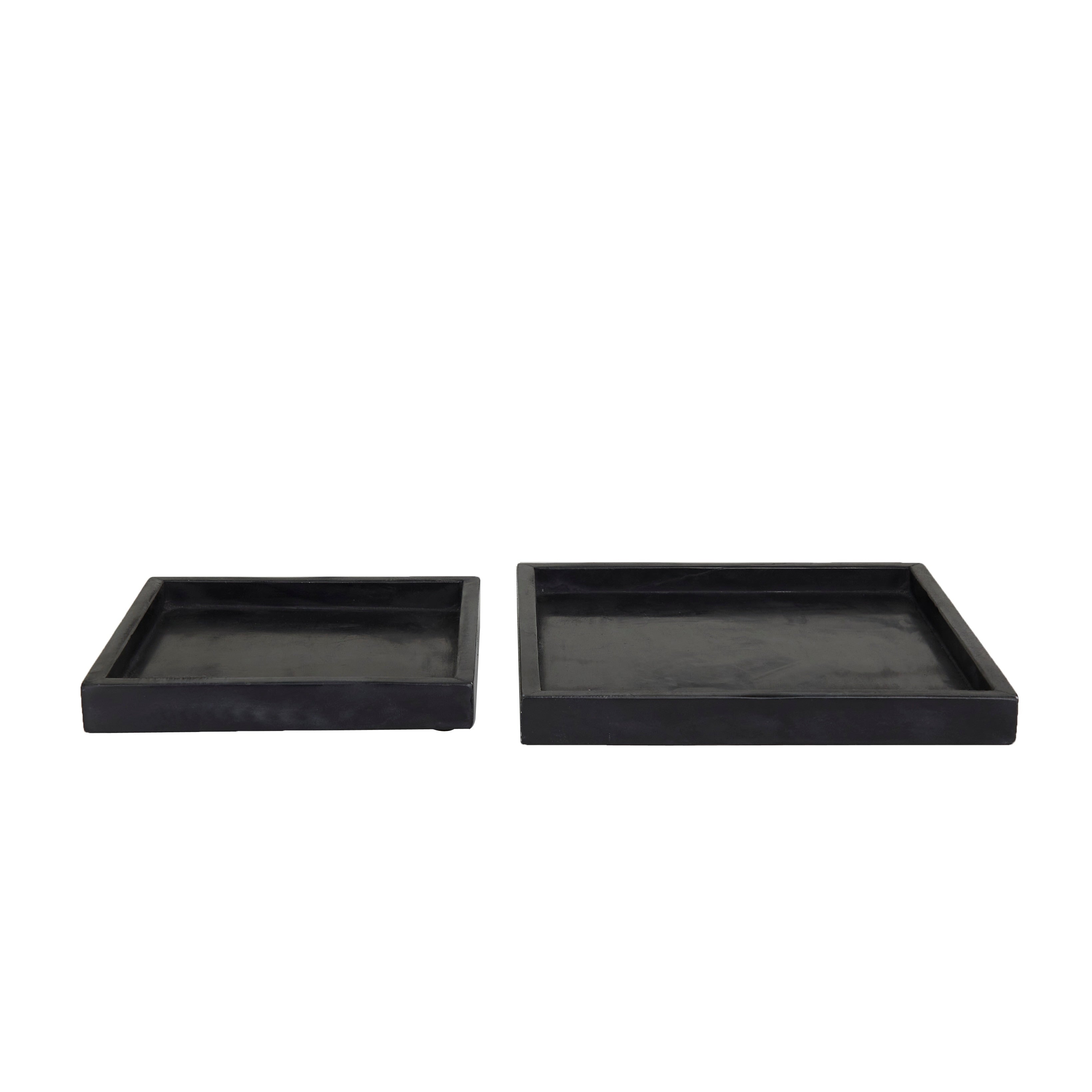 CosmoLiving by Cosmopolitan Marble Tray with Raised Border (Set of 2) - White, Black, Green