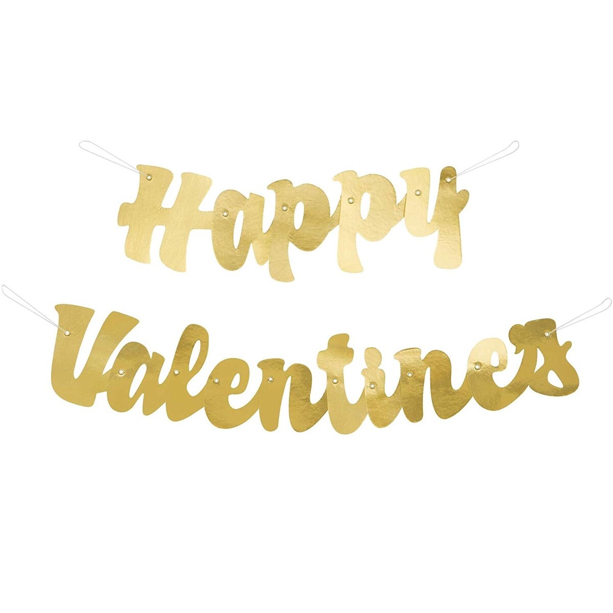 Happy Valentine's Banner for Valentine's Day 3.74 Feet - Set of 2 - Gold - 14.3 x 11.2 x 4.3