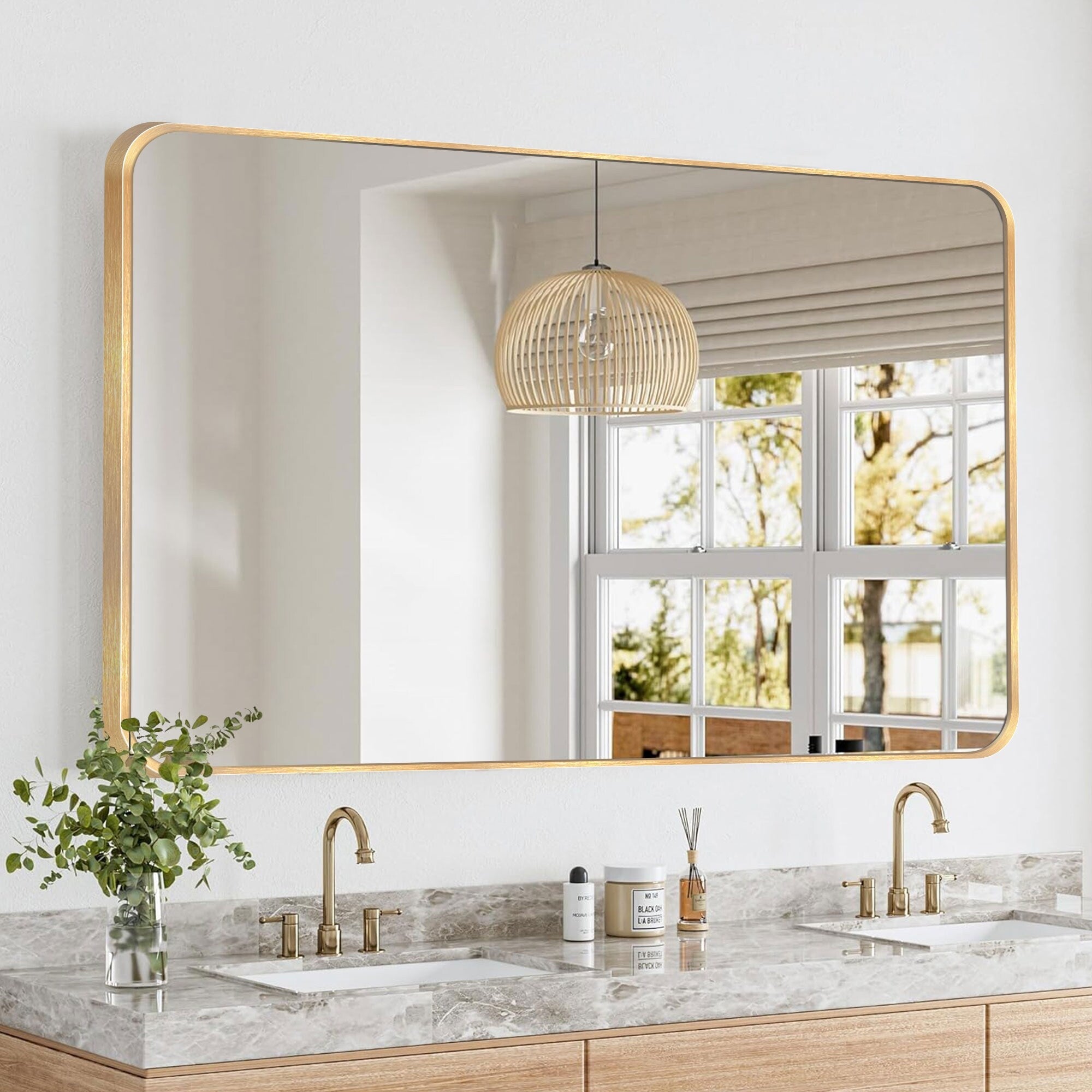 Wall Mount Bathroom Rectangle Vanity Mirror (Horizontal/Vertical)