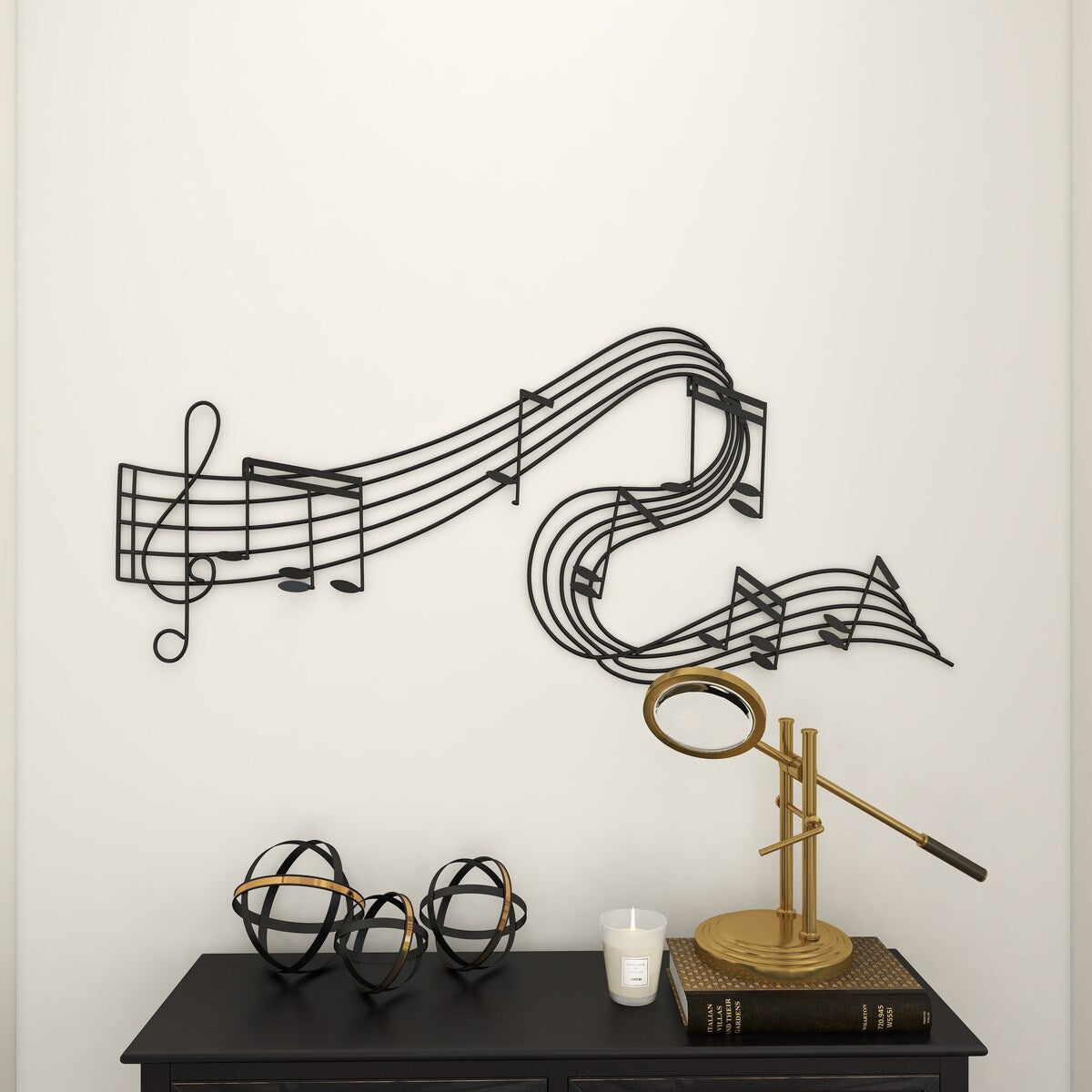 Metal Musical Notes Home Wall Decor - Black - Roche River Decor