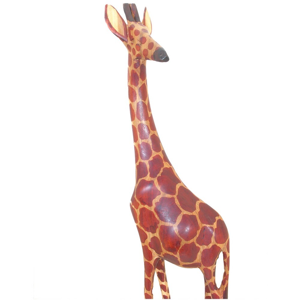 Handmade Wooden Giraffe Statue (Kenya)