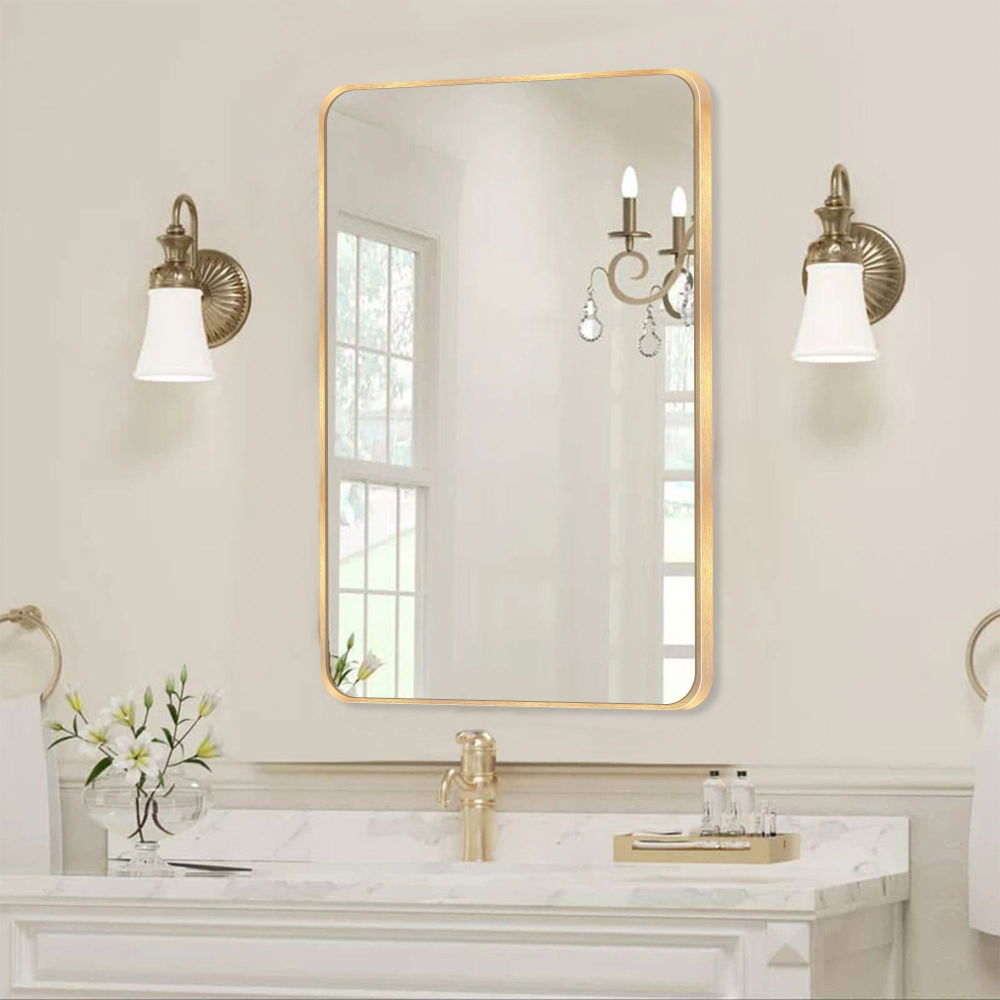 Wall Mount Bathroom Rectangle Vanity Mirror (Horizontal/Vertical)