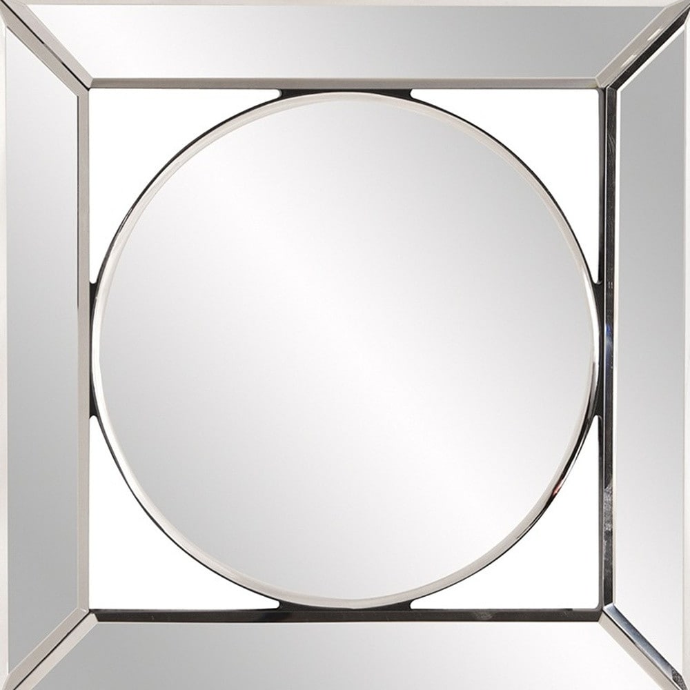 HomeRoots 12 Round in Square Glass Framed Accent Mirror - Clear