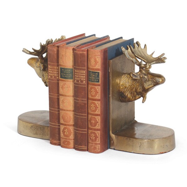 Moose Brushed Brass Bookends (Set of 2)