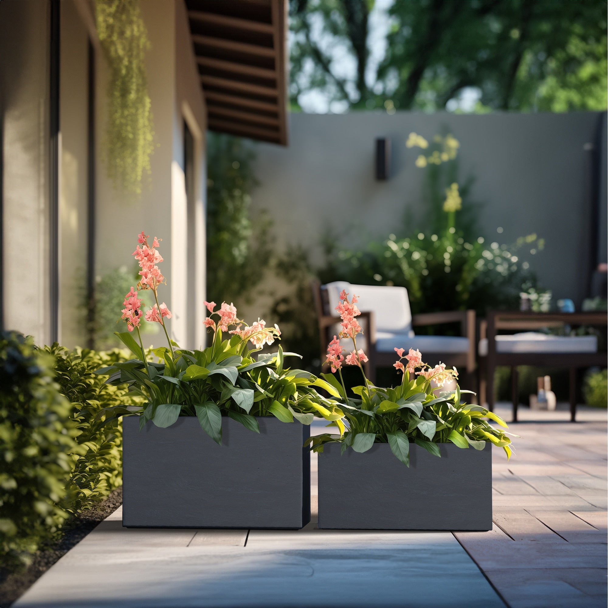 Tall Concrete Rectangle Plant Boxes / Large Indoor and Outdoor Flower Planters