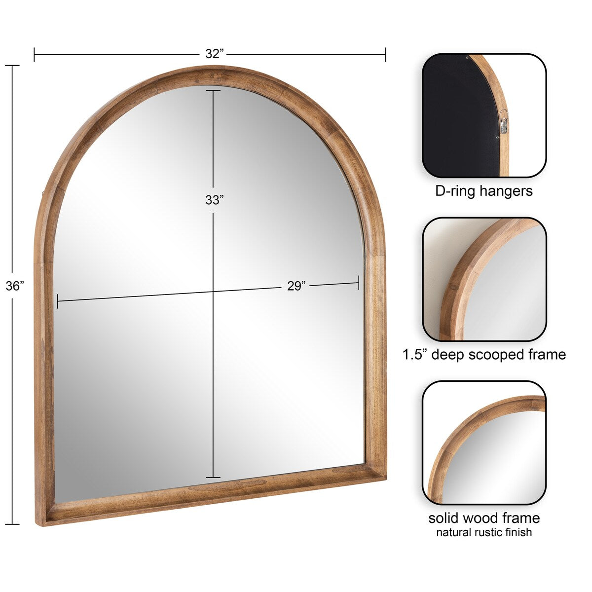 Kate and Laurel Hatherleigh Arch Wood Wall Mirror