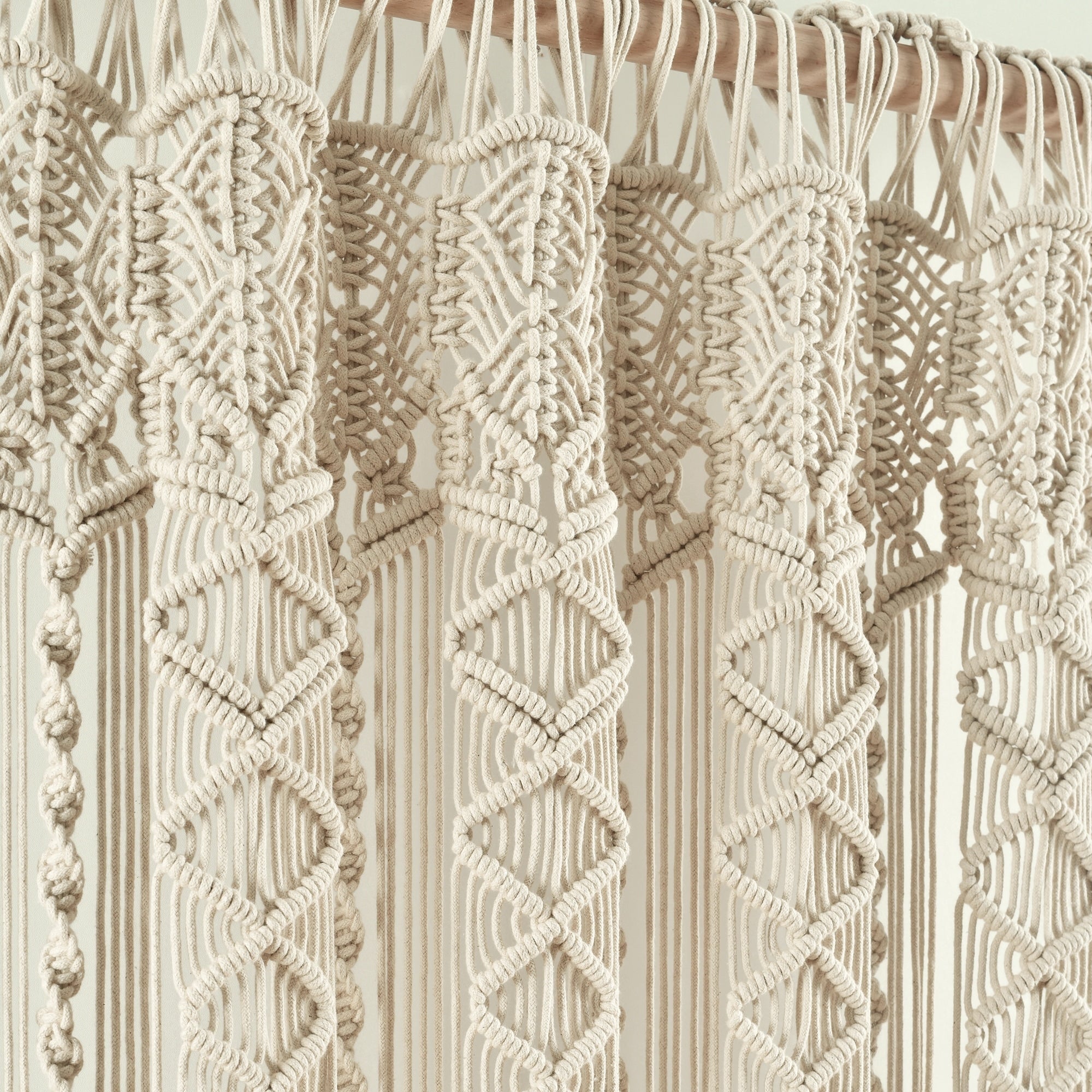 Lush Decor Boho Macrame Textured Cotton Valance/Kitchen Curtain/Wall Decor