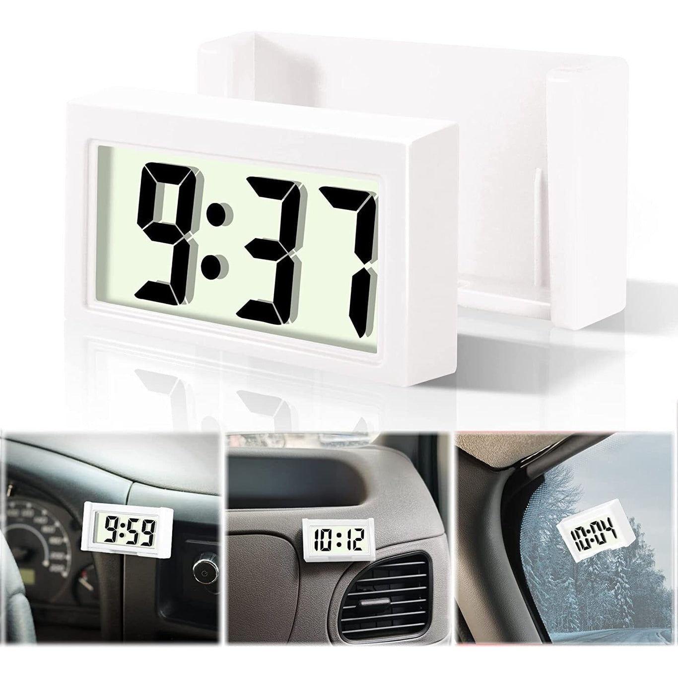 Vehicle Adhesive Digital Clock with Jumbo LCD - Dashboard