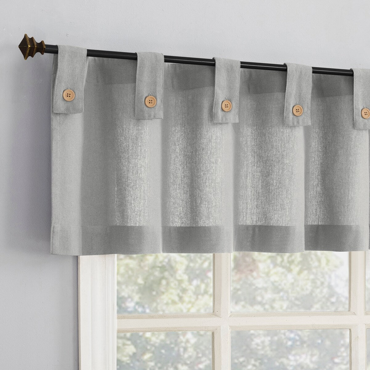 Archaeo Cotton Blend Button Tab Top Cafe Curtain Valance