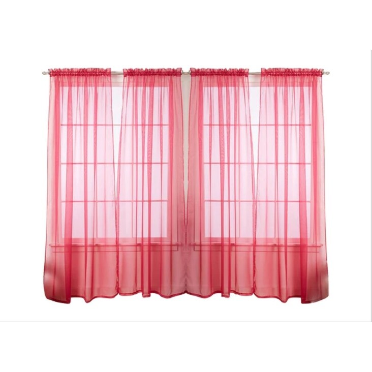 J&V Textiles 4 Pack Value Solid Sheer Window Curtain Panels - 55X84