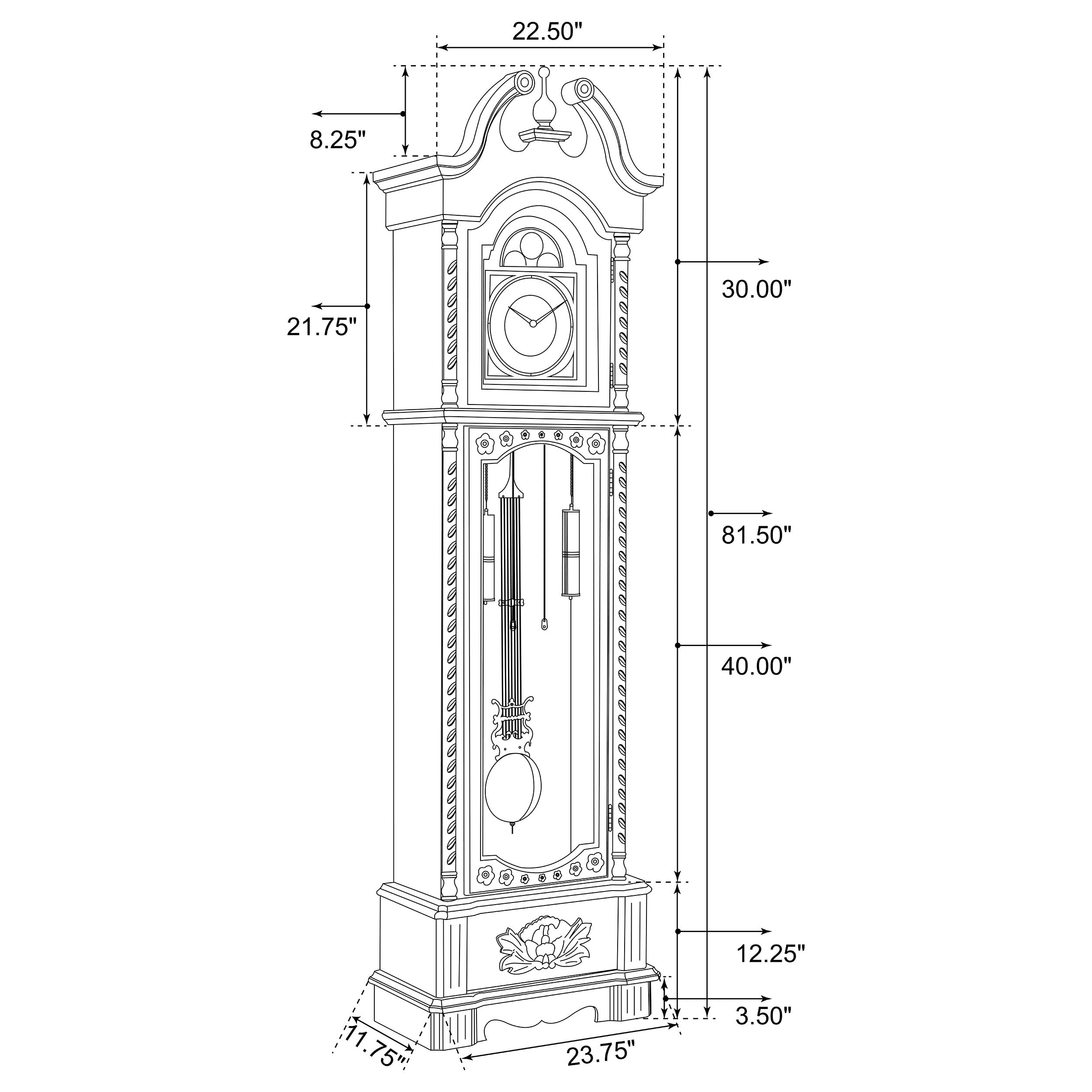 Cedric Golden Brown and Gold Grandfather Clock with Chime