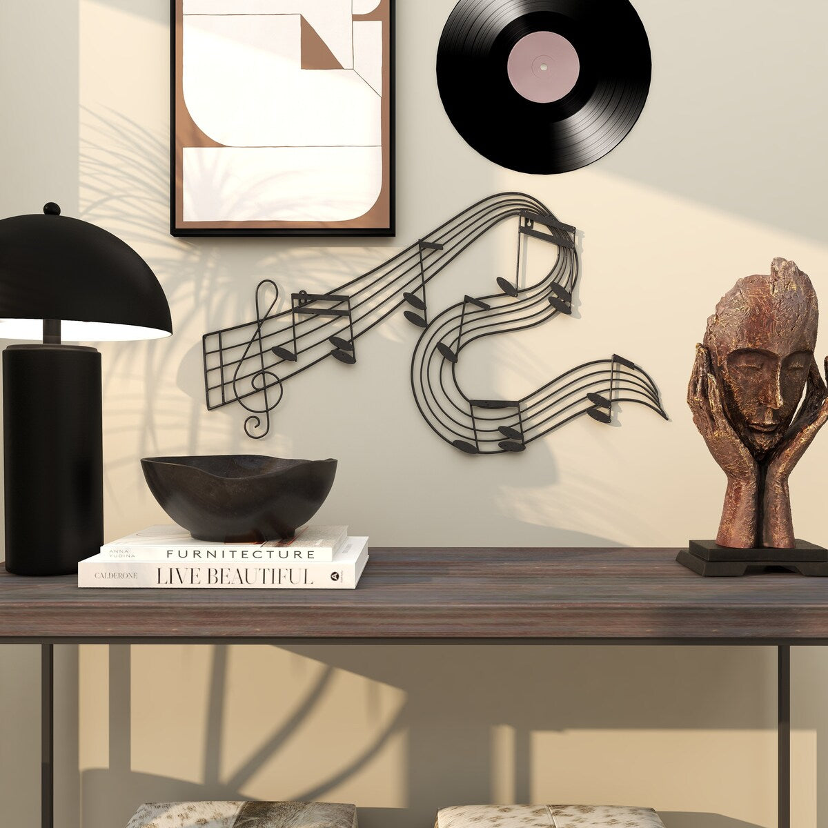 Metal Musical Notes Home Wall Decor - Black - Roche River Decor