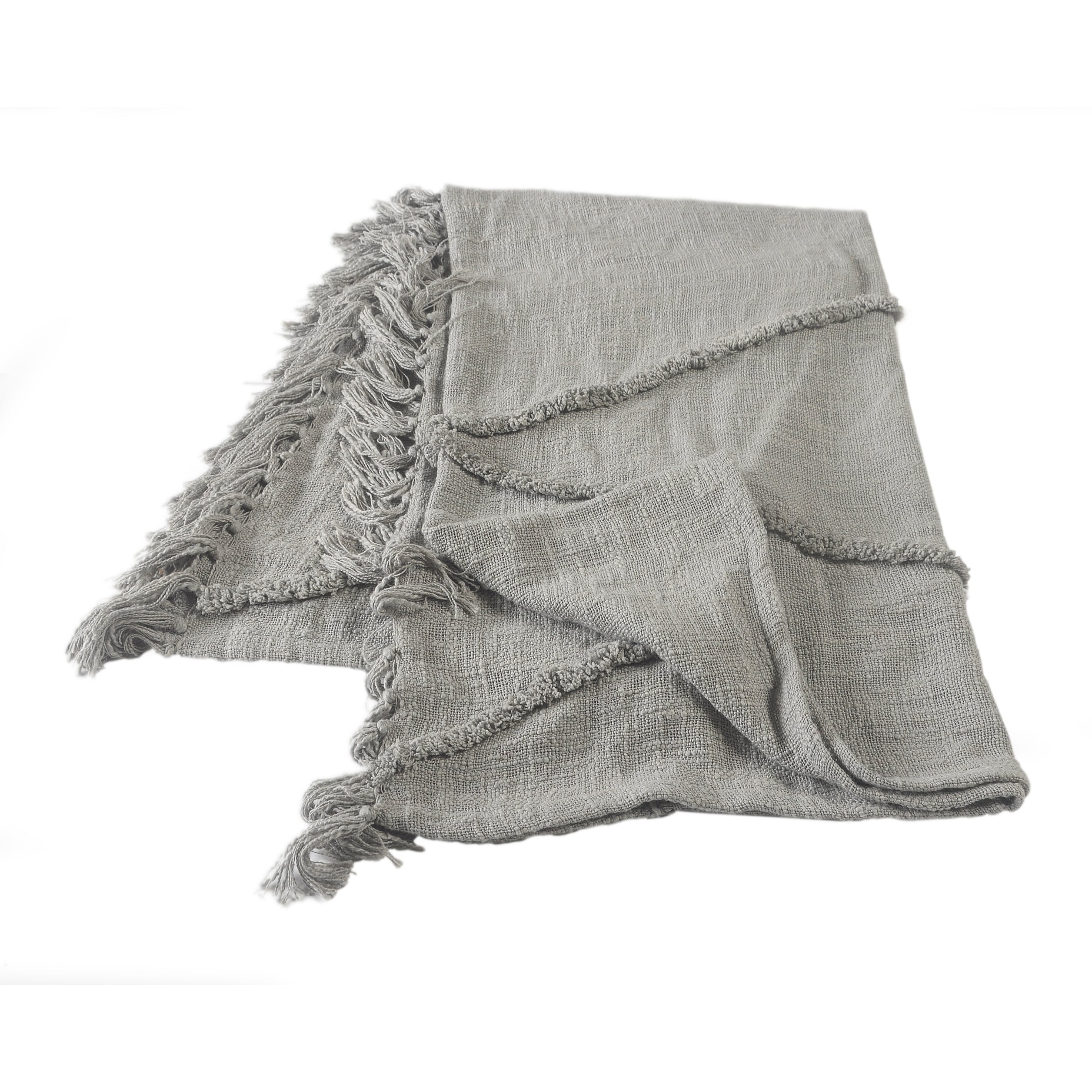 Sevita Handmade Tufted Diamonds Natural Cotton Throw Blanket