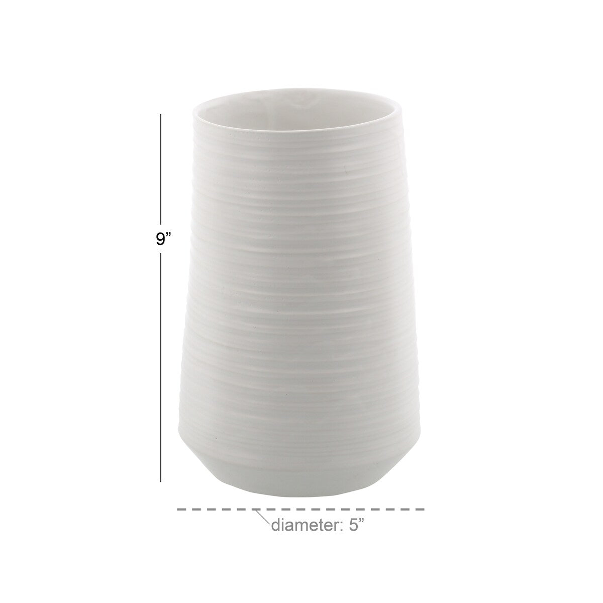 Porcelain Ceramic Ribbed Decorative Vase - White - CosmoLiving by Cosmopolitan