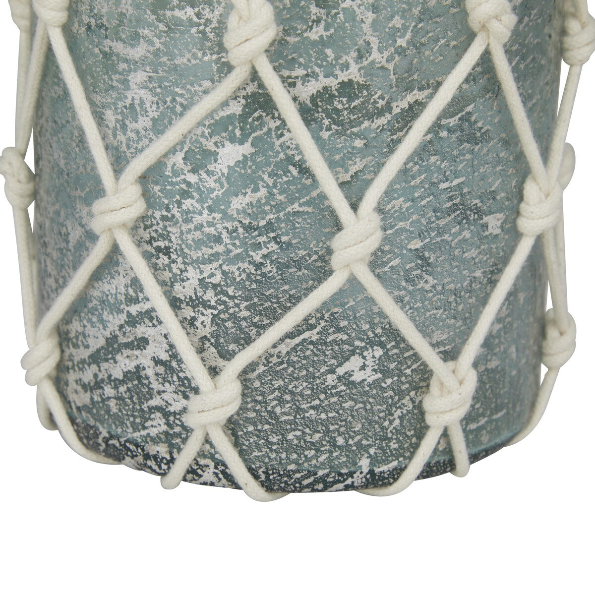 Glass Decorative Indoor Outdoor Candle Lantern with Rope Handle - Blue or Teal - Roche River Decor