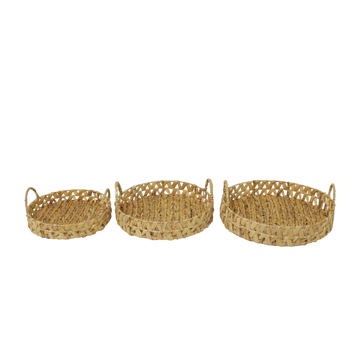 Seagrass Handmade Woven Living Room Decor Tray with Handles - Set of 3 Brown - Roche River Decor