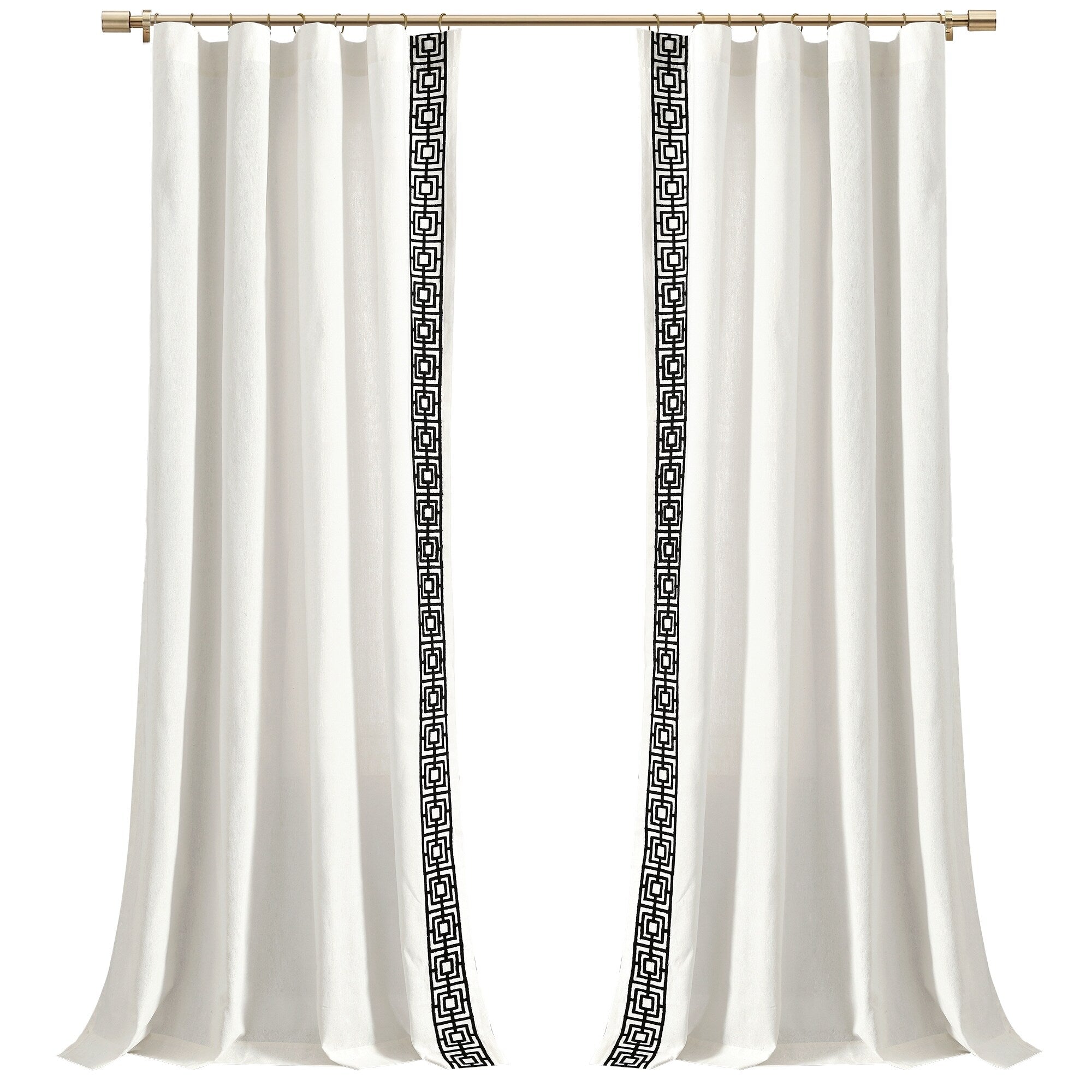 Lush Decor Luxury Modern Square Embroidery Border Window Curtain Panels