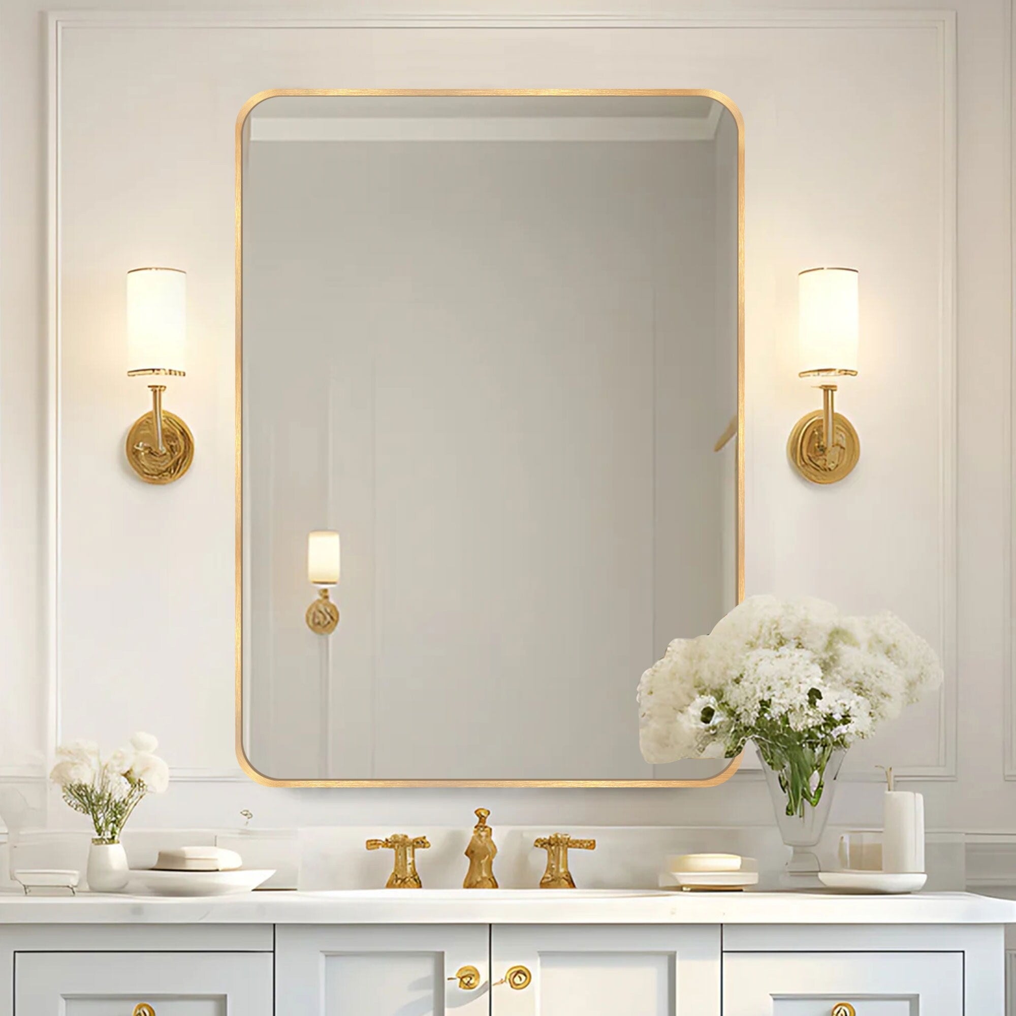 Wall Mount Bathroom Rectangle Vanity Mirror (Horizontal/Vertical)