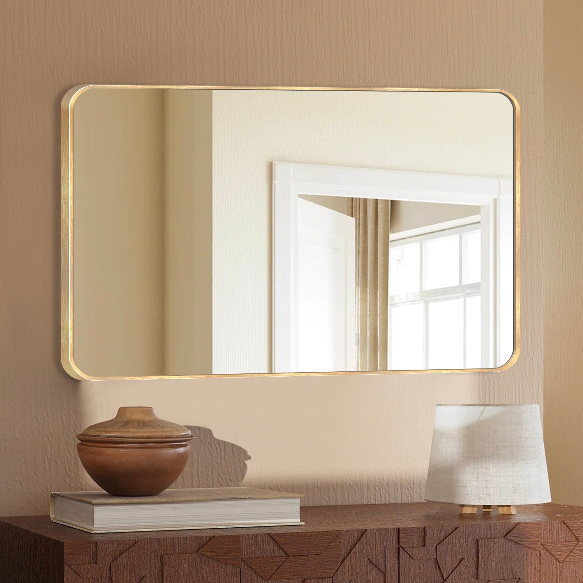 Wall Mount Bathroom Rectangle Vanity Mirror (Horizontal/Vertical)