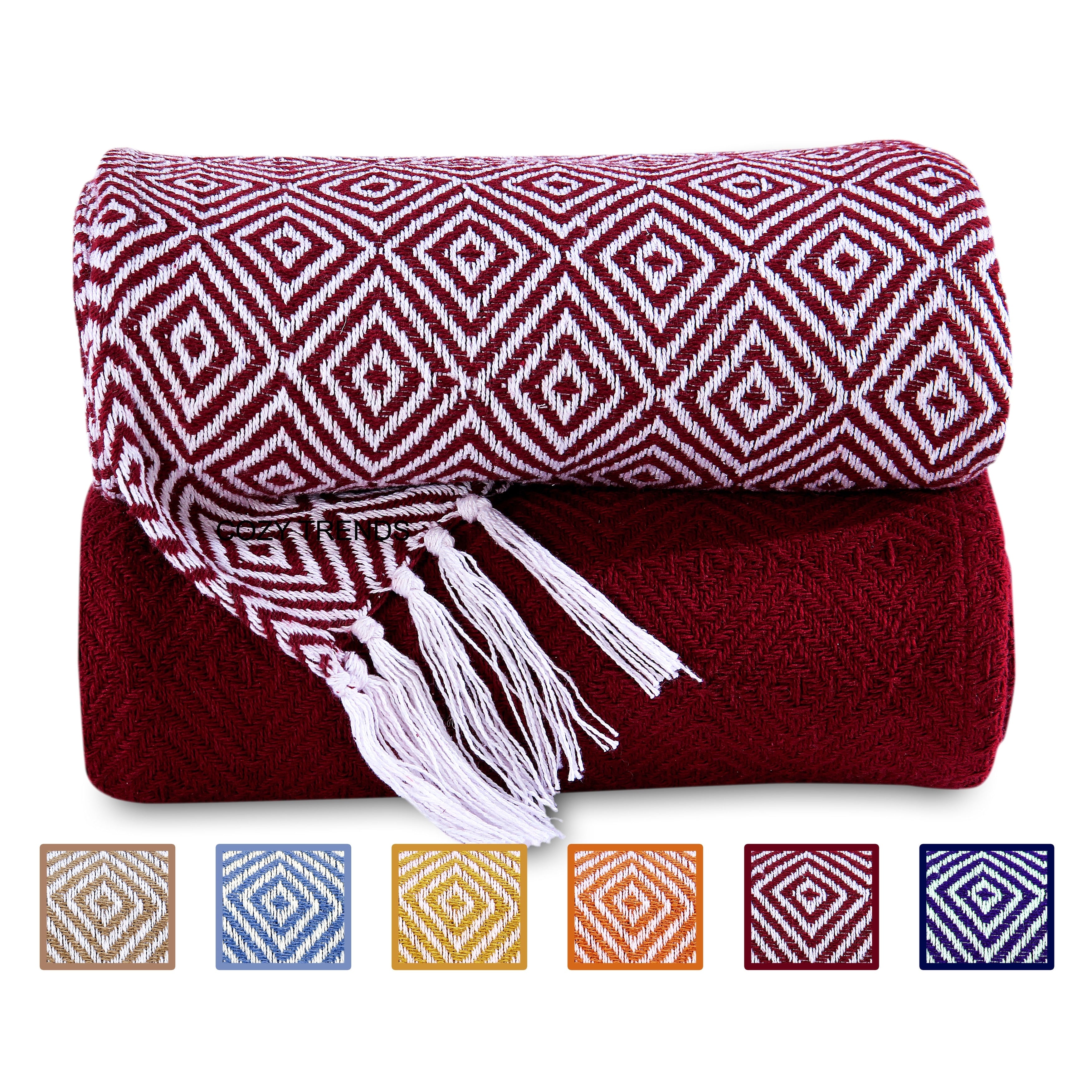 Luxurious 100-percent Cotton All Season Soft Throw Blanket (Set of 2)