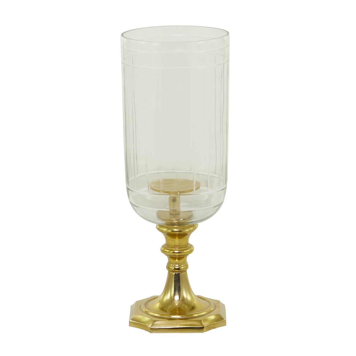 Aluminum Metal Single Candle Hurricane Lamp - Gold - Roche River Decor