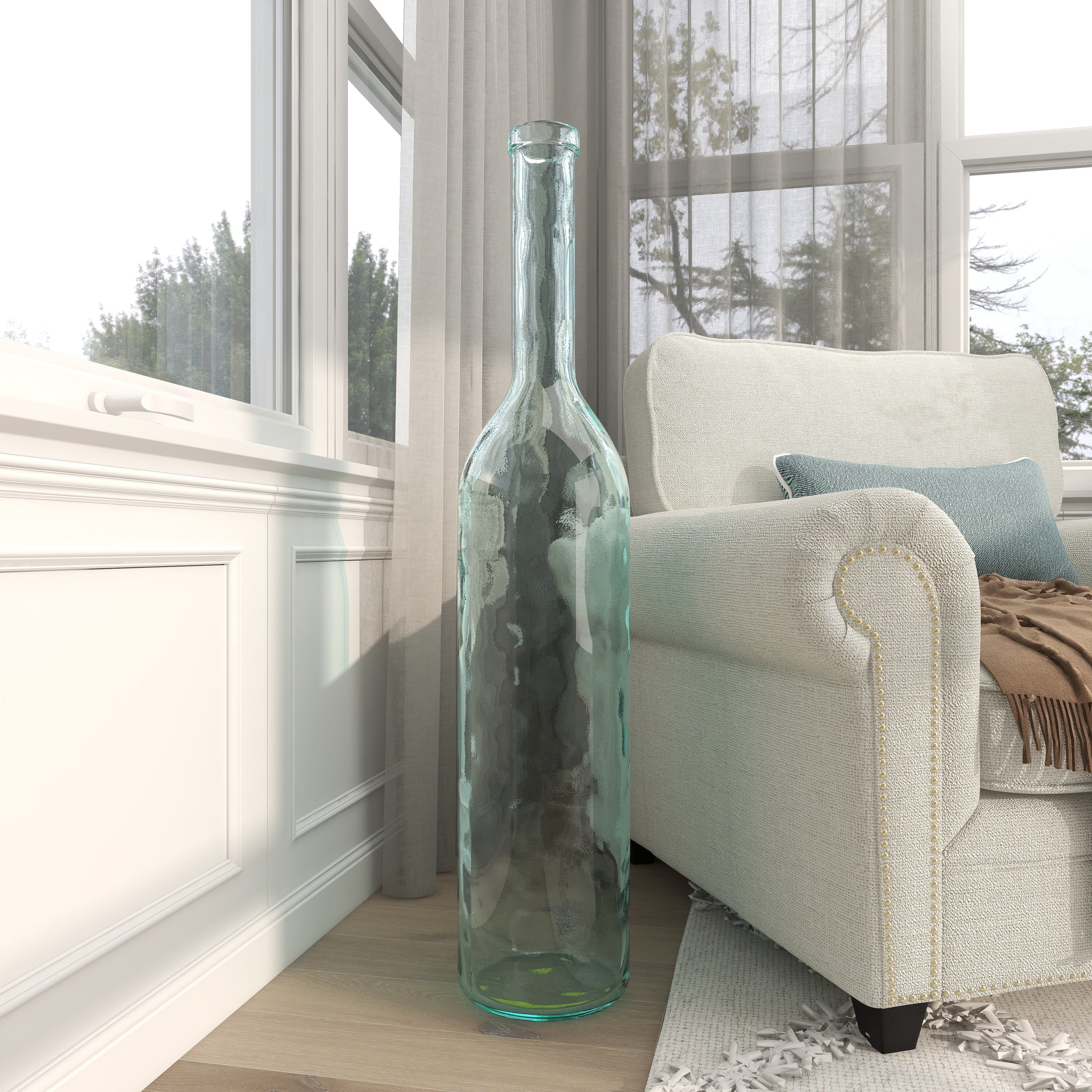 Recycled Glass Bottle Vase Collection Made in Spain - Multiple Sizes - Clear, Blue, Teal, Green