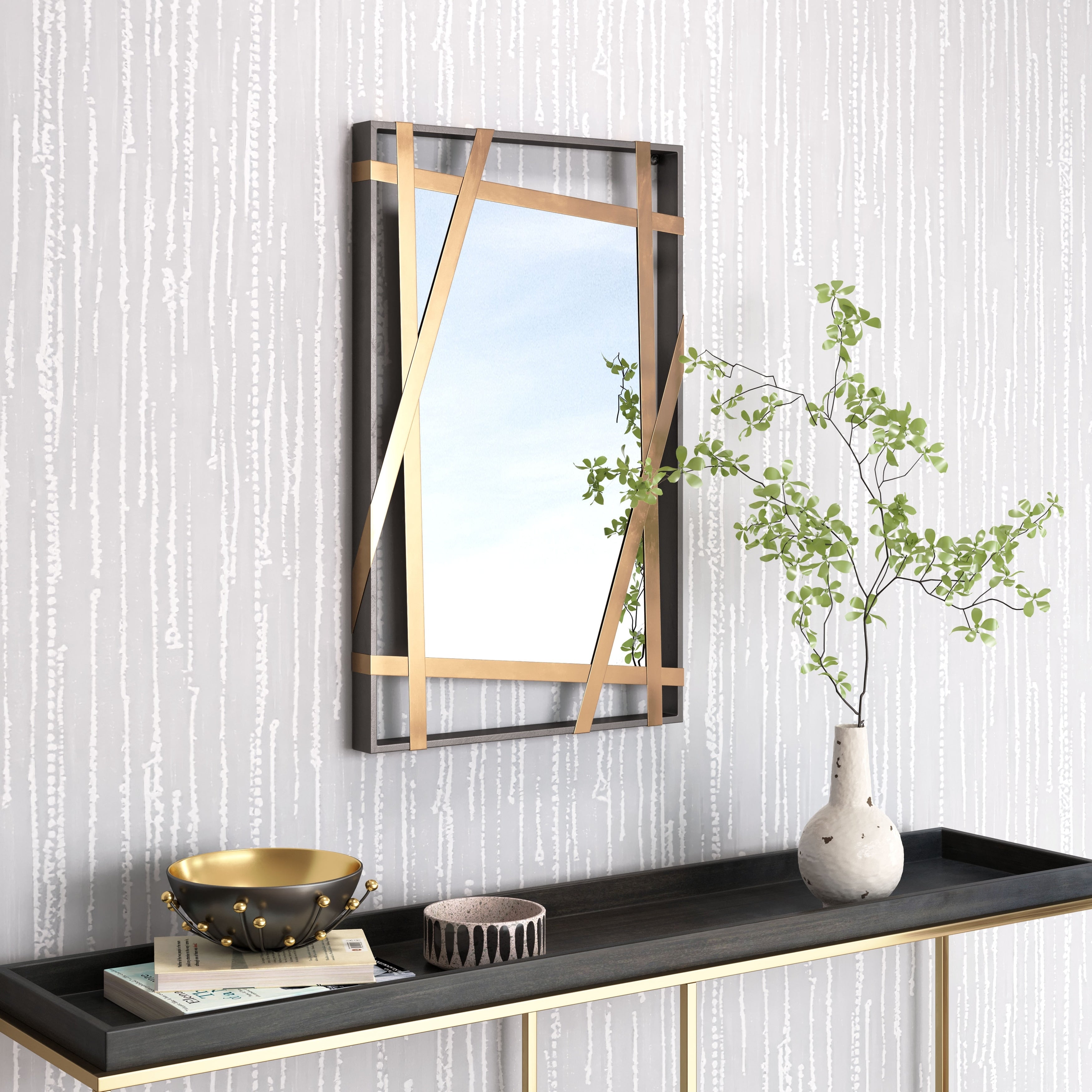 Kolton Mirror Antique Gold & Black - N/A