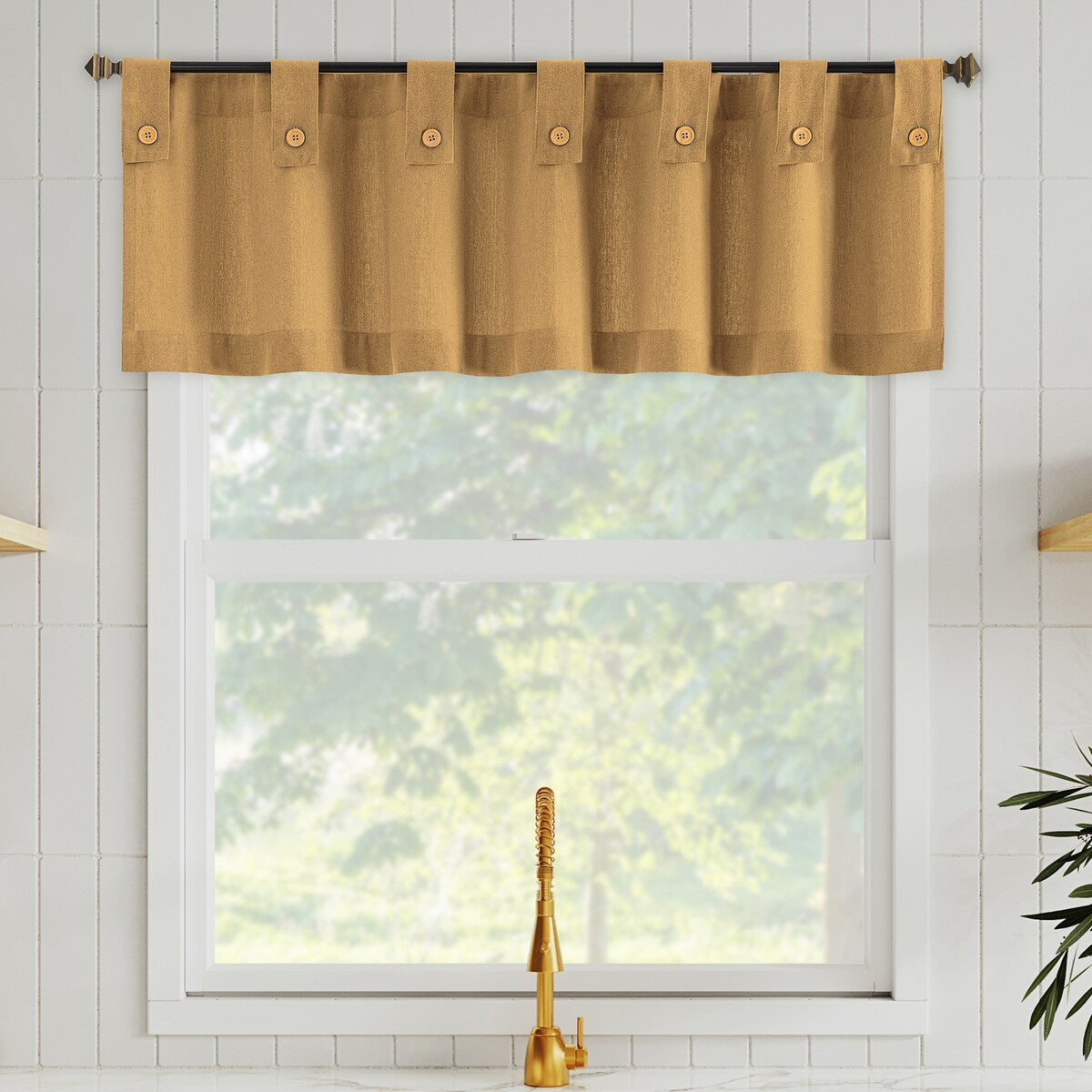 Archaeo Cotton Blend Button Tab Top Cafe Curtain Valance