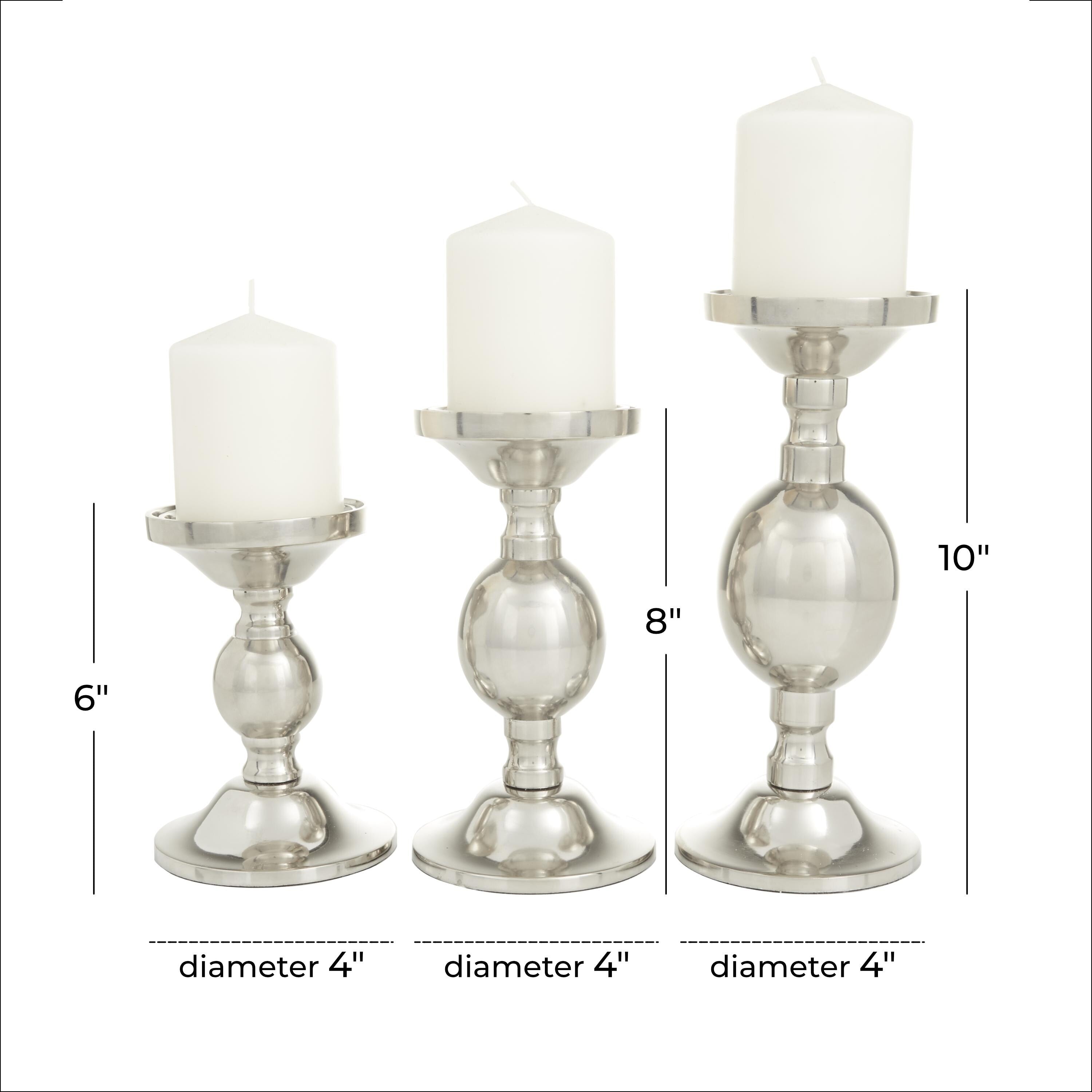 The Novogratz Gold or Silver Aluminum Metal Pillar Decorative Candle Holder (Set of 3)