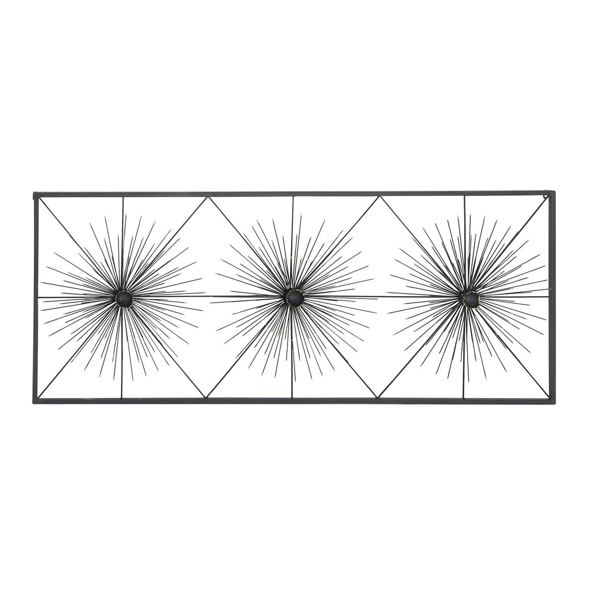 Metal Starburst Sea Urchin Home Wall Decor with Black Frame - Black - Roche River Decor