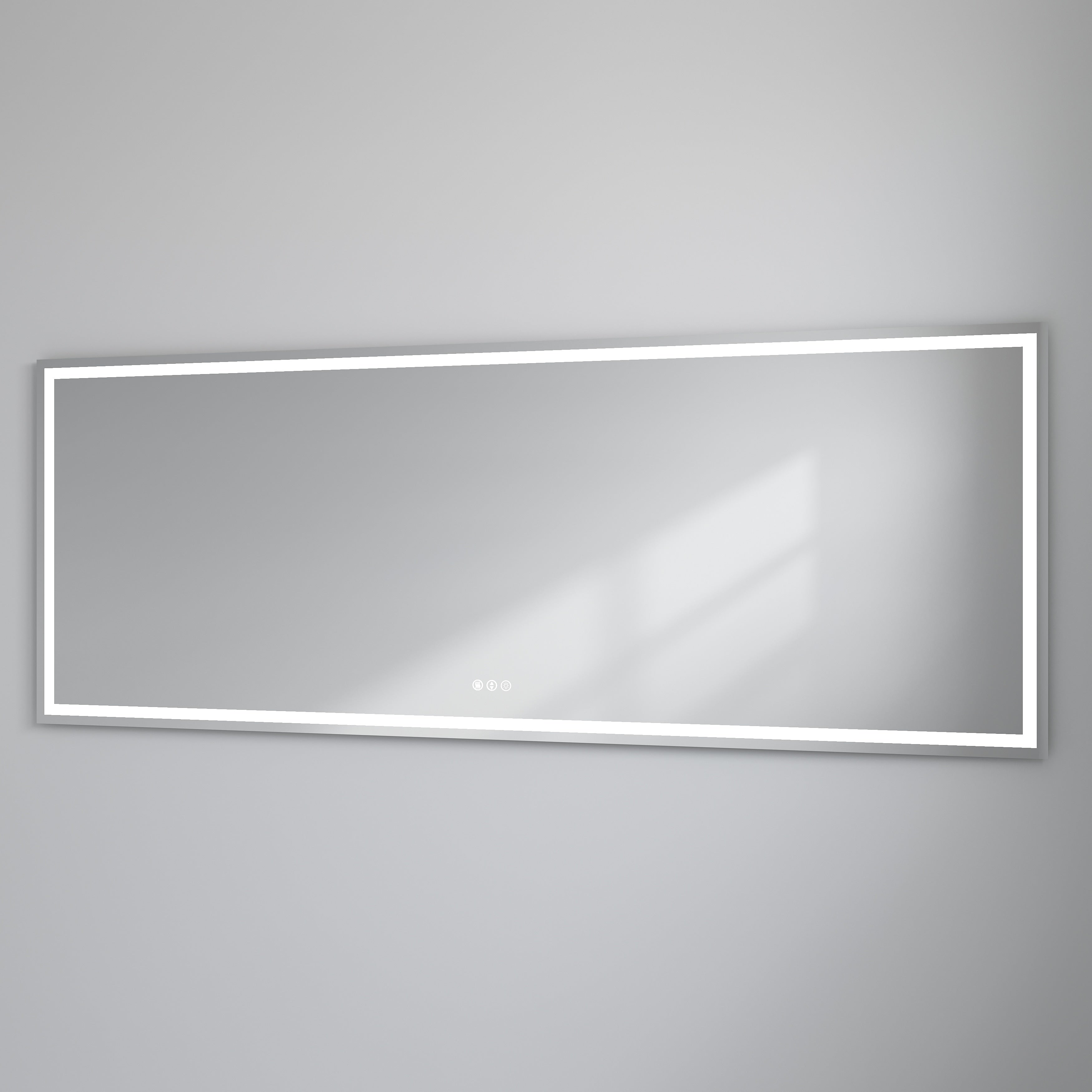 Large Rectangular Frameless Anti-Fog LED Light Wall Mounted Bathroom Vanity Mirror in White - N/A