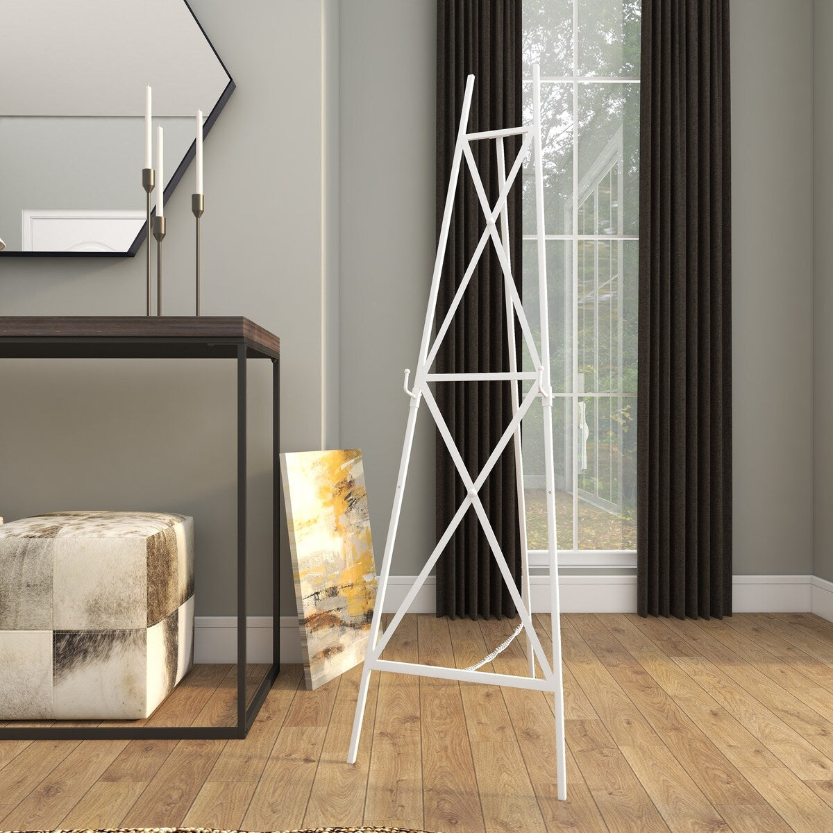 Metal Tall Adjustable 3 or 2 Tier Display Easel with Chain Support - White - Roche River Decor