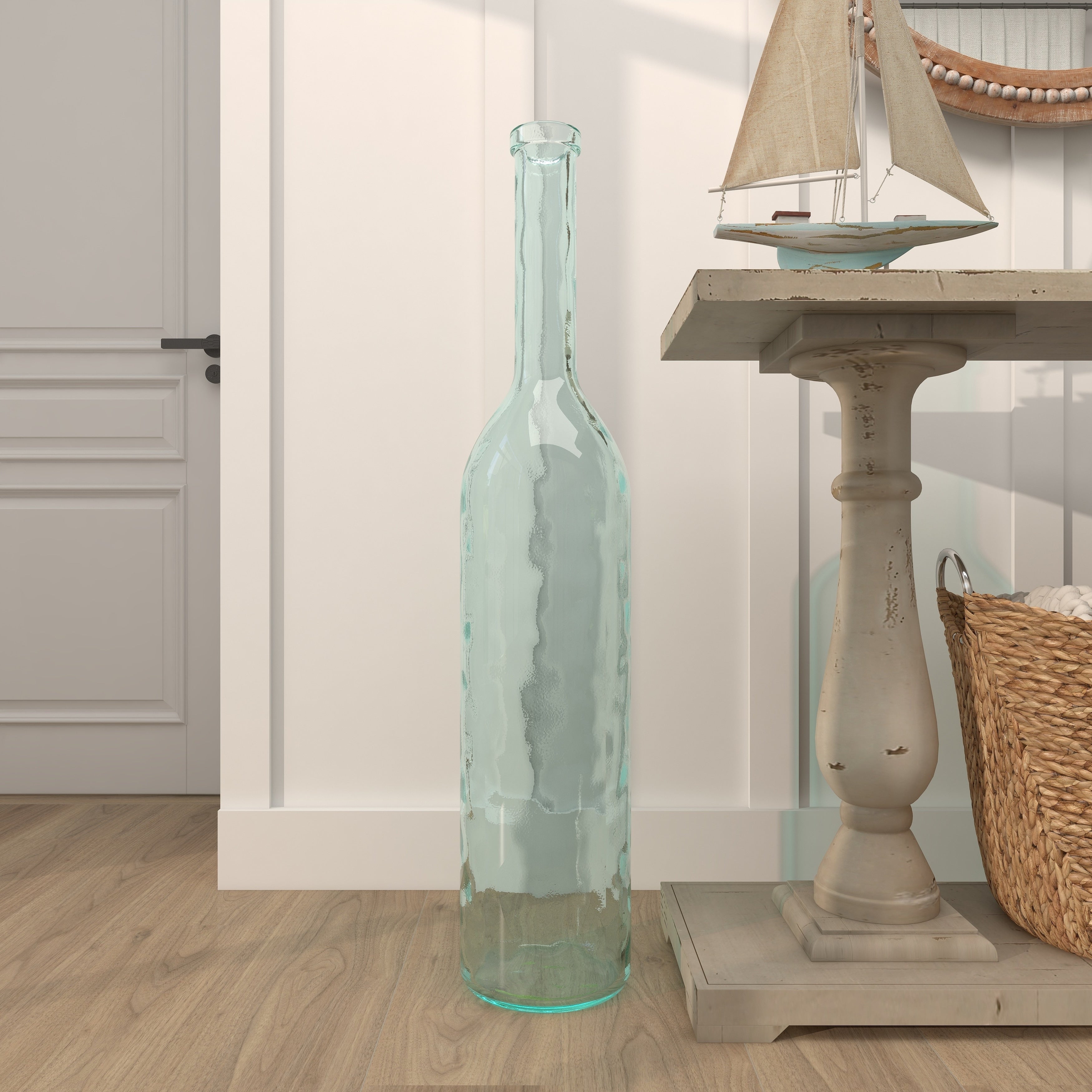 Recycled Glass Bottle Vase Collection Made in Spain - Multiple Sizes - Clear, Blue, Teal, Green