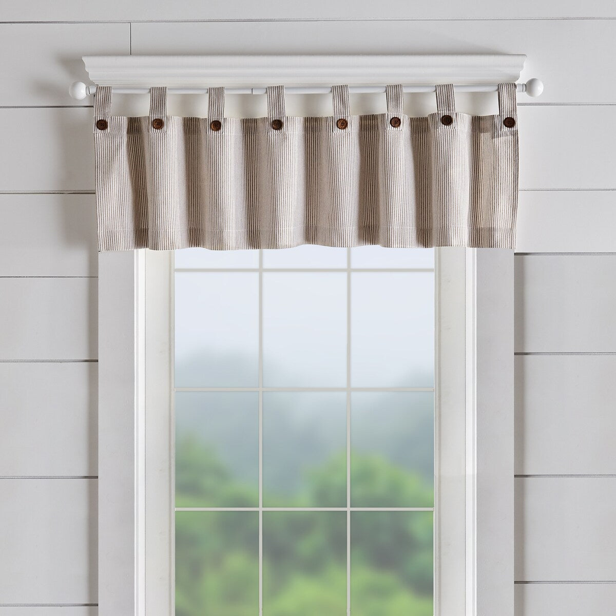 Tucker Ticking Stripe Kitchen Curtain Valance - 60w x 15l - 60w x 15l