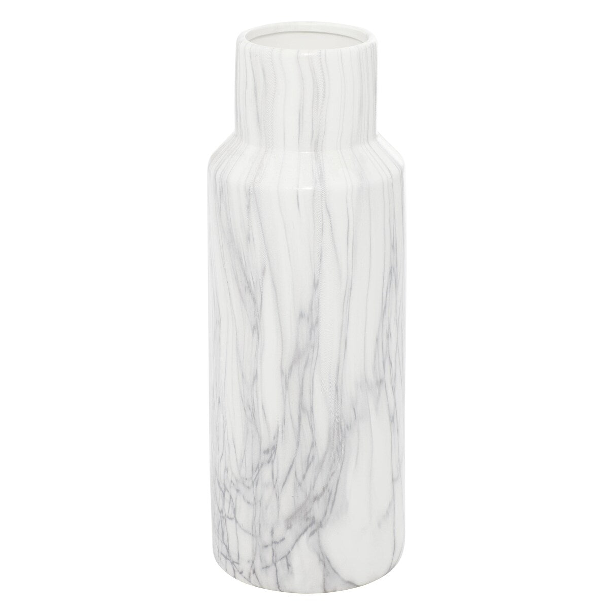 Ceramic Faux Marble Decorative Vase - White - Roche River Decor