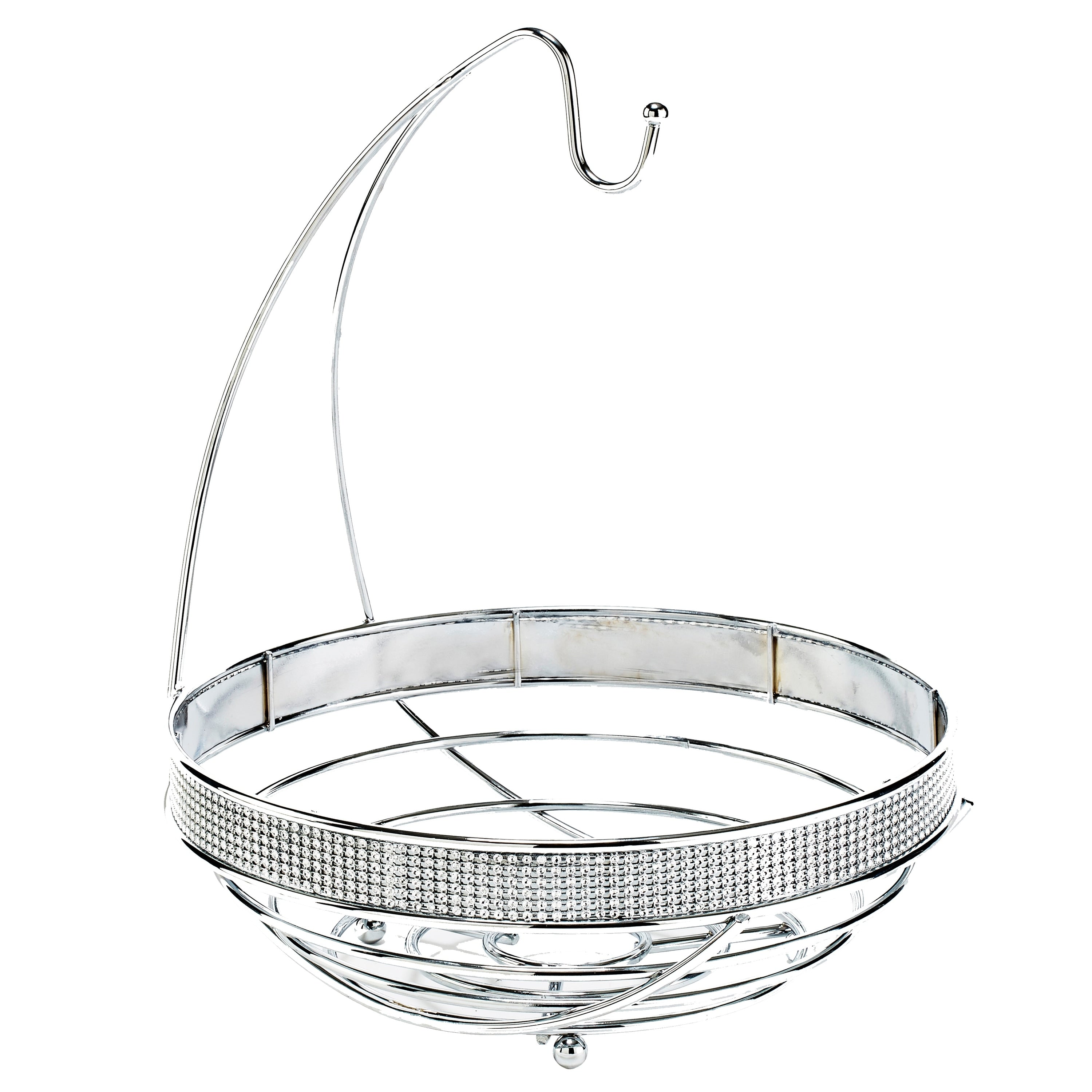 Kitchen Details Chrome Round Fruit Basket With Banana Tree - 11 x11 x14.6