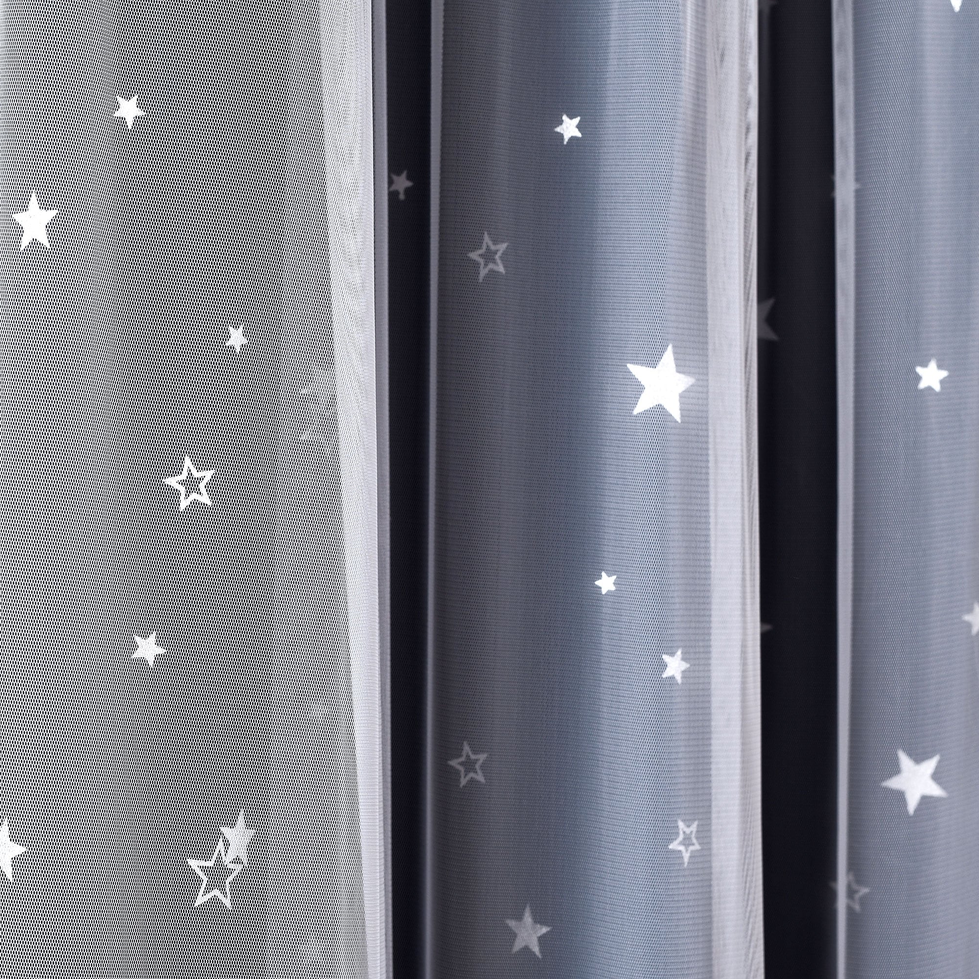 Lush Decor Star Sheer Insulated Grommet Blackout Window Curtain Panel Pair