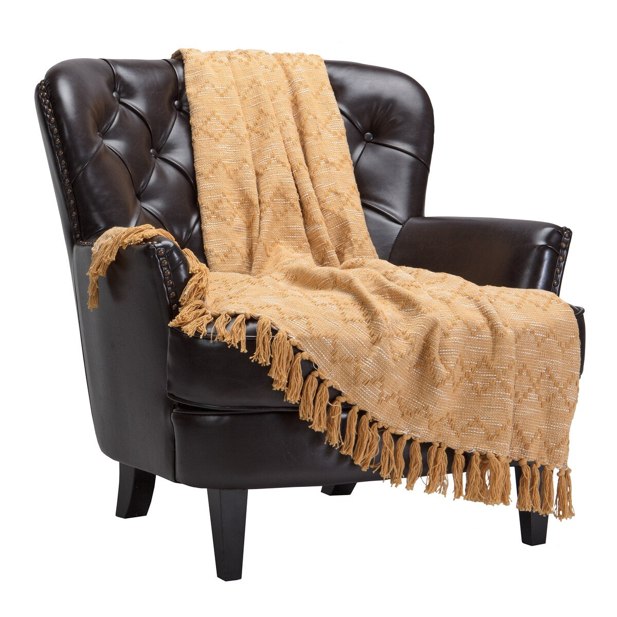 Chanasya Geometric Diamond Cotton Throw Blanket with Tassels