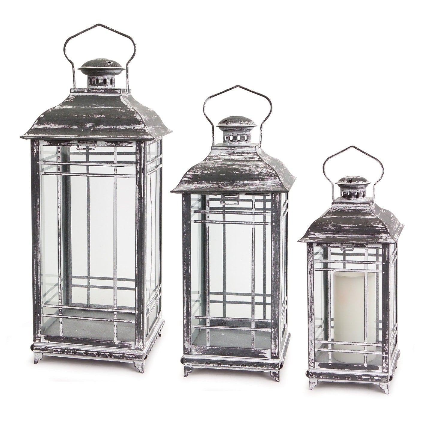 Metal Lantern (Set of 3) - 8.5 x 8.5 x 20; 7.5 x 7.5 x 17; 6.25 x 6.25 x 14