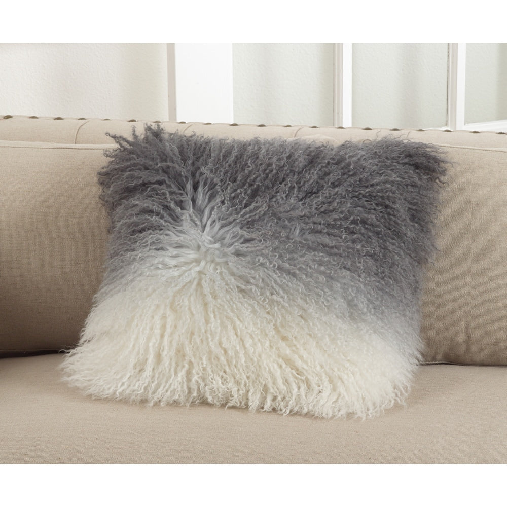 Mongolian Lamb Fur Ombre Throw Pillow