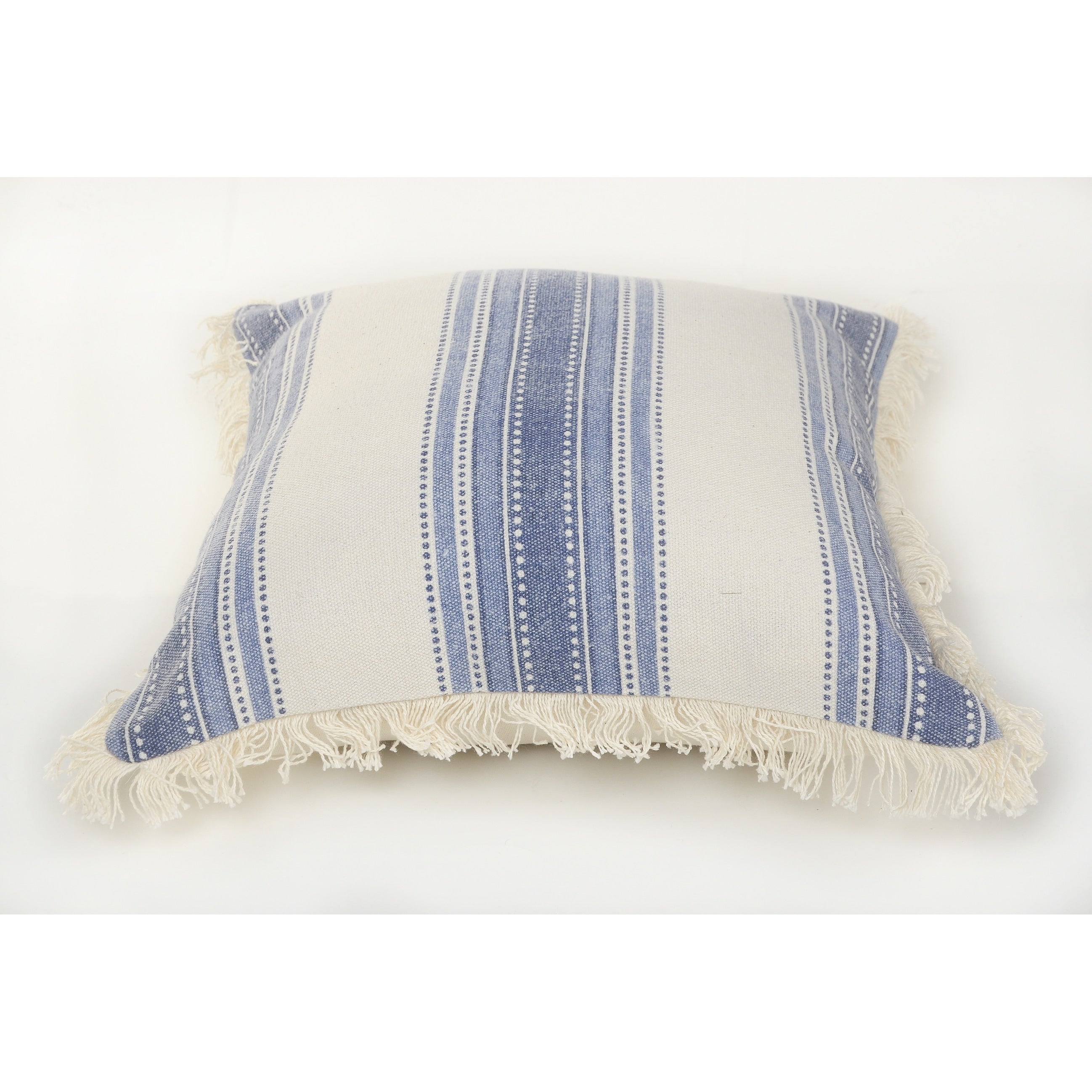 Sevita Coastal Striped Blue and Cream Throw Pillow, Single or Set of 2