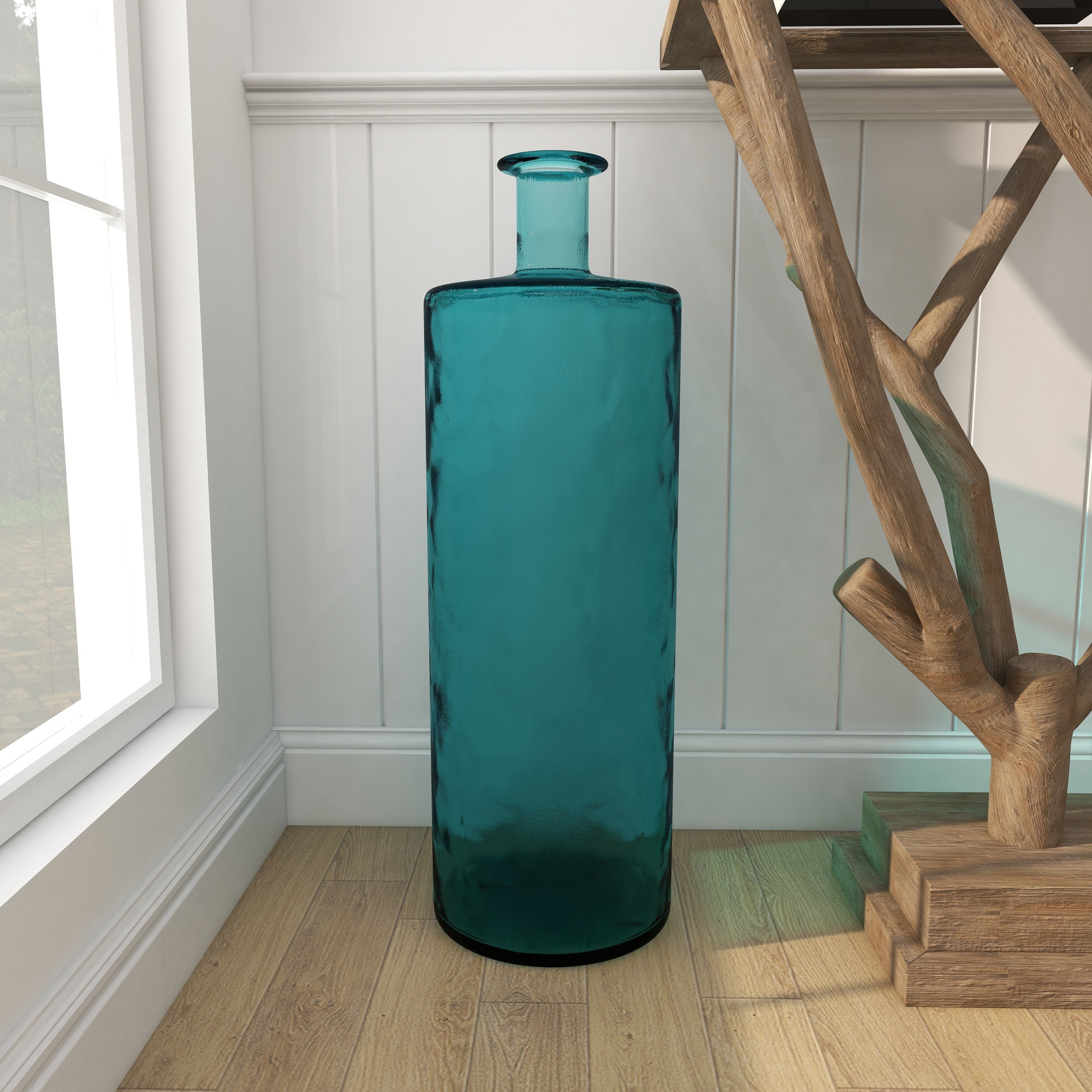 Recycled Glass Bottle Vase Collection Made in Spain - Multiple Sizes - Clear, Blue, Teal, Green