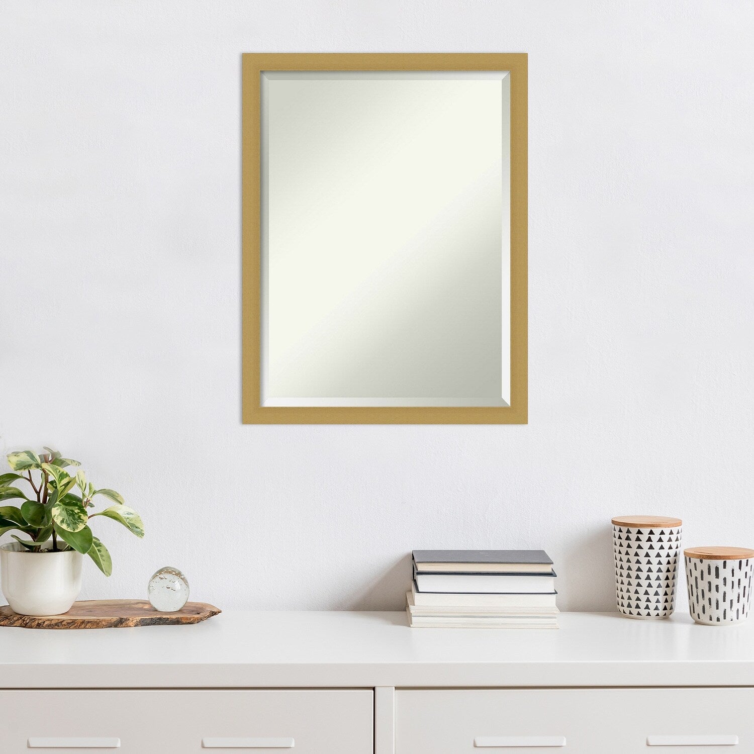 Beveled Wall Mirror - Grace Brushed Gold Narrow Frame