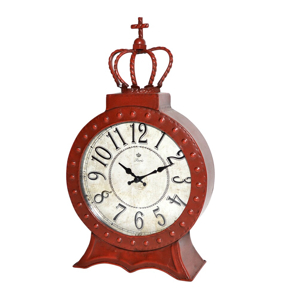 RED METAL TABLE CLOCK