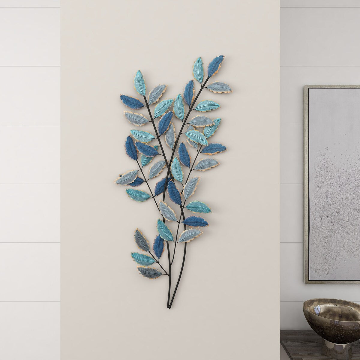 Metal Leaf Home Wall Decor - Blue - Roche River Decor