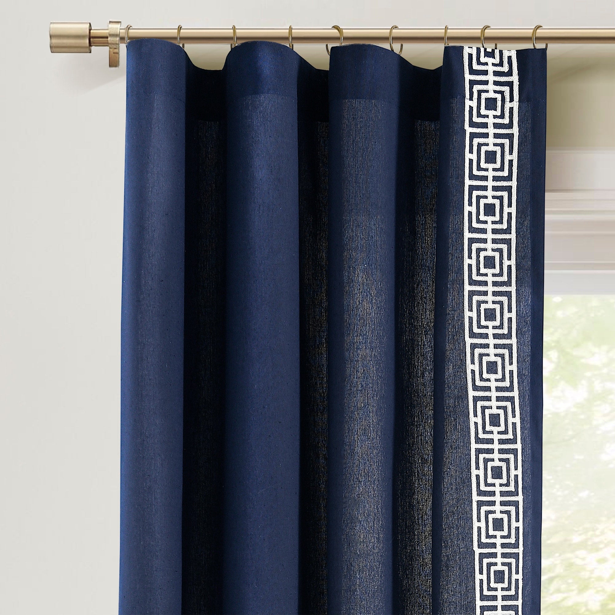 Lush Decor Luxury Modern Square Embroidery Border Window Curtain Panels