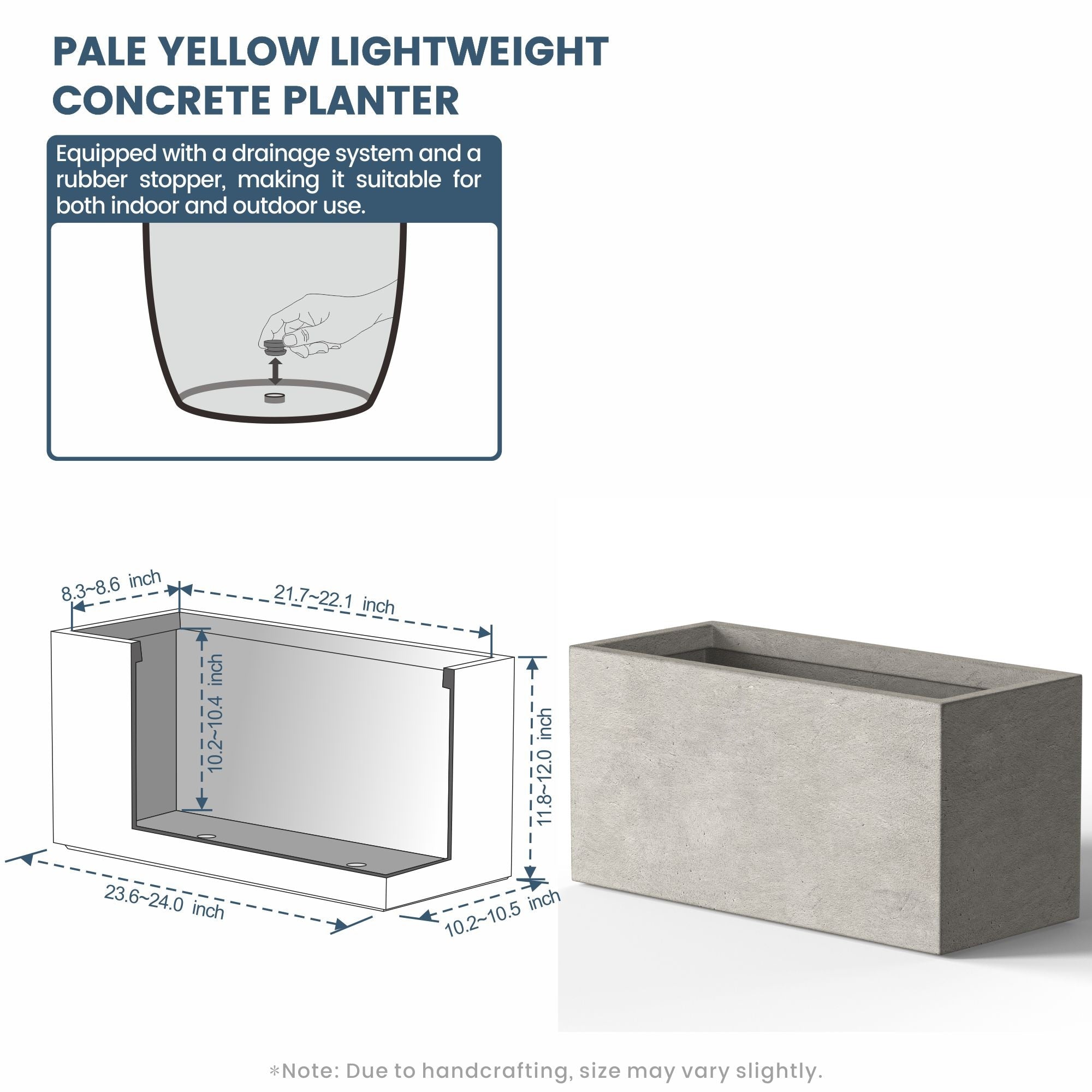 Tall Concrete Rectangle Plant Boxes / Large Indoor and Outdoor Flower Planters