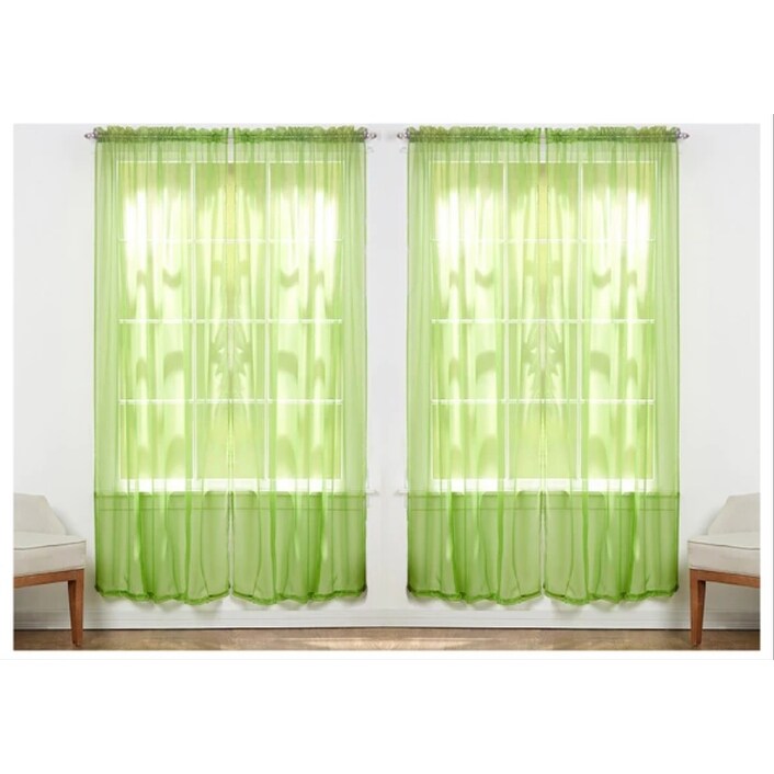 J&V Textiles 4 Pack Value Solid Sheer Window Curtain Panels - 55X84